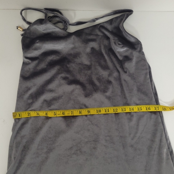NWT Sweet Look Fashion Velvet Grey self tie mini Dress, sz M - Picture 10 of 12